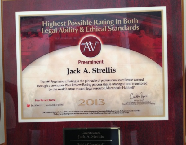 Jack Strellis Receives the Highest Rating from Martindale-Hubbell® Peer Review Ratings™ – AV Preeminent